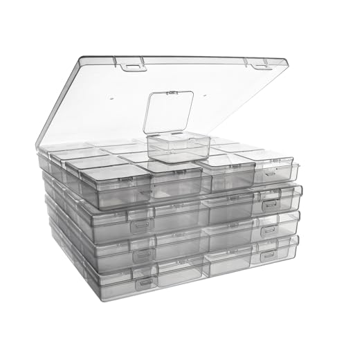 ZIIYAN Bead Storage Containers - 64 Clear Plastic Bead Organizer Boxes with Hinged Lid, Craft Organizers and Storage for Diamond Painting Art, Small Parts, Jewelry Charms