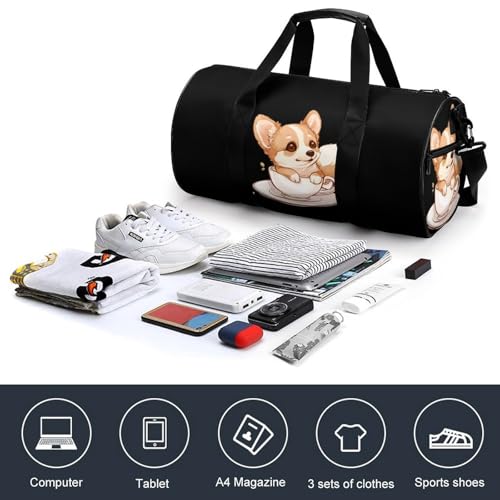 Corgi Corgffee Cute Sports Gym Bag Travel Duffel Workout Bag with Adjustable Strap4