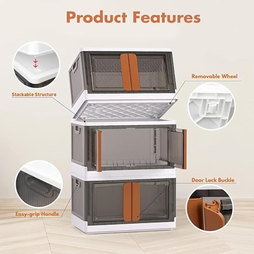 Image of ALOXE Plastic Cupboard for Bedroom & Storage | Stackable Organizer with Front Doors | Compact Multipurpose Cabinet for Clothes, Toys & Essentials | 3 Tier