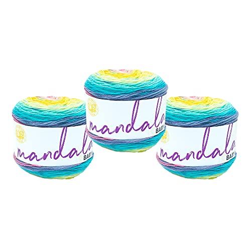 Image of (3 Pack) Lion Brand Yarn Mandala Baby Yarn, Honeydukes | Variegated Light DK 100% Acrylic Knit & Crochet Fiber, Baby Projects, Blankets, Colorful Cloths, Triangle Shawls