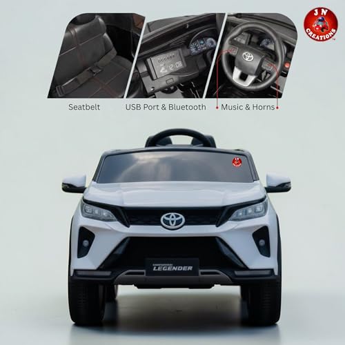 Image of 12V Fortuner Legender Kids Ride On M-7588 Car | 6V Dual Motor | Remote Control | LED Lights | Music & Bluetooth (White)