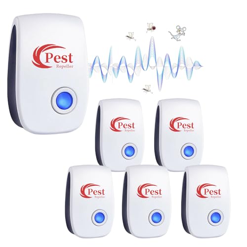 Repelente Ultrasónico de Plagas, 6 Pack Electrónico Repelente Control de Plagas, Repelente Ultrasónico Mosquitos para Anti Mosquitos, Moscas, Ratones, Cucarachas, Arañas, Roedores