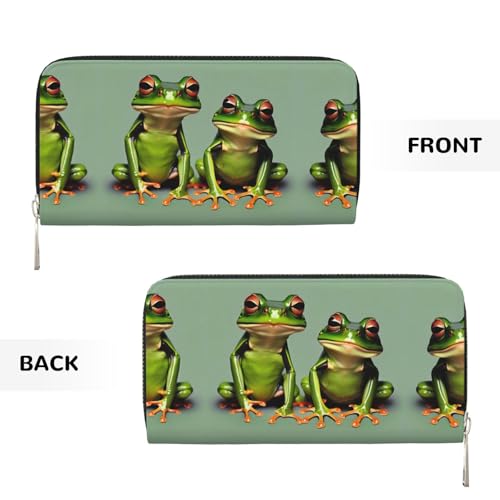 Funny Green Frogs 1 Print Women Wallet Trendy Travel-Friendly 7.9X3.9in Casual Clutch Purse Gift for Ladies3
