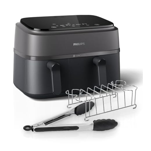Philips Dual Basket Airfryer 3000 Series, 9L, 2 Drawer Air Fryer, with Breakfast Kit, Rapid Air Technology, Versatile Large Air Fryer for Family, 99% Less fat and Energy Saving, HomeID App (NA350/03)