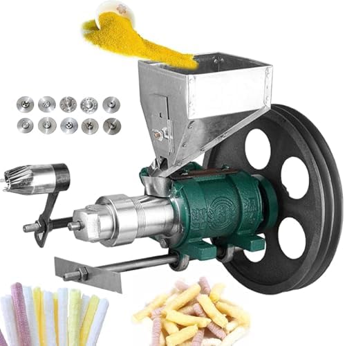 25-50 kg/h Puffed Snack Extruder Machine for Rice & Corn, Multi-Function Puffing Machine with 10 Molds for Cornflakes & Hollow Sticks, Ideal for Street Food Stalls