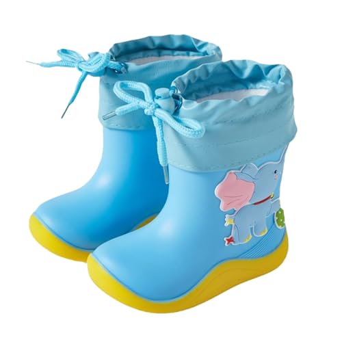 IWIHMIV Kids Rain Boots Toddler Lightweight Comfortable Water Shoes Outdoor Drawstring Rain Boots for Boys and Girls