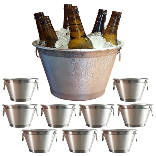 Balde Gelo E Cerveja Kit10 unidades para acomodar 9 Litros Em volume de garrafas e gelo 100% liga de