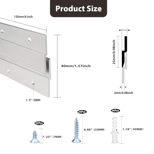 Image of French Cleat Picture Hanger 6 Inches Aluminum Z Hanger Supports 30lbs - Interlocking Wall Mounting Bracket Hardware Kit for Hanging Mirrors, Picture, Shelf, Whiteboard, Art, Frames (6 inch-6Pairs)
