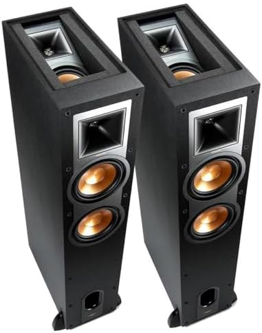 Klipsch Reference R-26FA Dolby Atmos Floorstanding Speakers, 100W RMS Power at Main Channel, Black, Pair