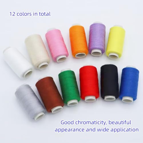 Set de hilo de coser de 12 colores, hilo de poliéster para máquina industrial y costura a mano, algodón, emergencia, viaje, DIY y hogar miniatura 4