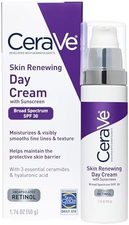 CeraVe Anti-Aging Face Cream SPF 30, Anti-Wrinkle Retinol Cream with Hyaluronic Acid and Ceramides, 1.76 oz