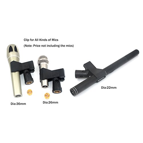 Zramo Pack Of 2 Universal Adjustable Microphone Butterfly Clip With Gold Brass And Adapter Fix On Mic Stand With 5/8 Inch Thread #TOP2