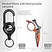 Pristis Micro Pocket Pliers with Zinger Retractor, Small Saltwater Resistant Aluminum Hook Remover with Tungsten Braided Line Cutter, O Ring Split Gear, Bass Fish Multi Tool Kit Fly Fishing Accessory