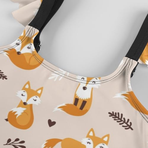 Image of Girls One Piece Swimsuit Cute Alpacas Hearts Stars Ruffles Swimwear Bathing Suits 3-12 Years