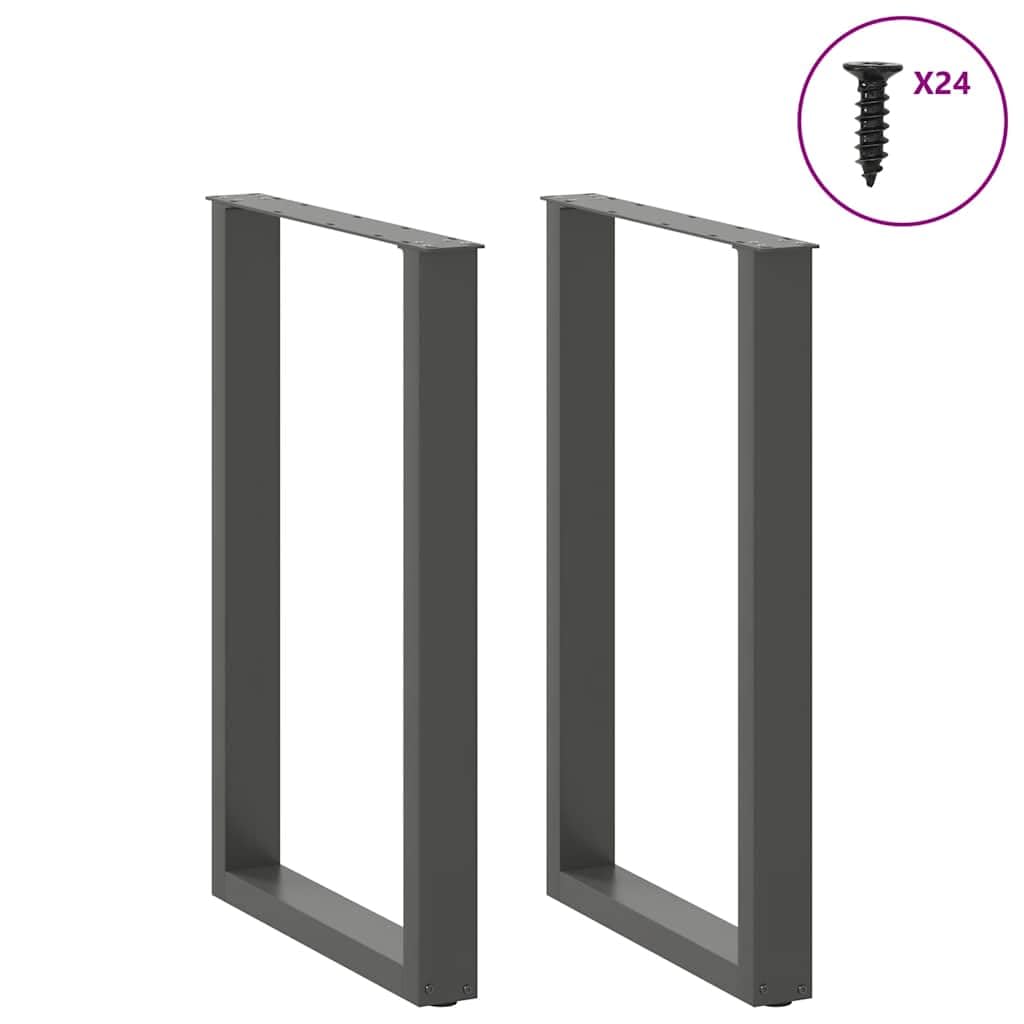 vidaXL Patas para Mesa de Bar en Forma de U (2 Unidades), Antracita, 60 x (90-91) cm, Acero