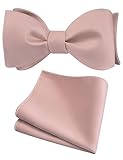 Gusleson Mens Retro Dusty Rose Self Tied Bow Tie for Wedding Light Blush Pink Bow tie Pocket Square Set (UK0685-21)