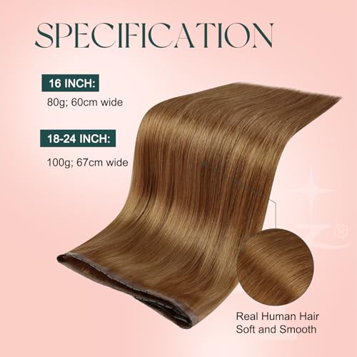 Image of Easyouth 80g Butterfly Weft Extensions Human Hair Copper, Invisible Butterfly Weft Hair Extensions Human Hair Copper, 16 Inch, for Women, for Formal, OVO Wefts Remy Hair Extension