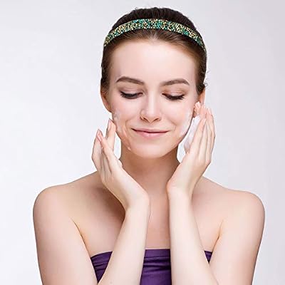 Syhood 6 Pieces Sparkly Elastic Headbands for Women Glitter Non-slip Felt Headband Rhinestone Women's Fabric Headband Hairband for Christmas Sports and Yoga Gift