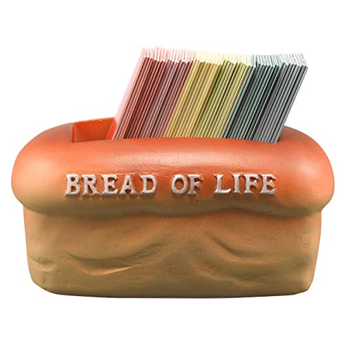 Christian Art Gifts Bread of Life Scripture Cards in Double-Sided Polystone Holder - John 6:35...
