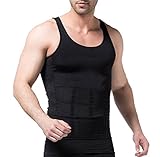 Lobeve Mens Muscle Shirt Slimming Body Shaper Vest Undershirt T-shirt(Black) Med