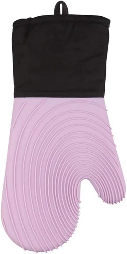 Oven Gloves, Waterproof Silicone Oven Gloves, Heat Resistant Anti-Scald Gloves, Thick Cotton Non-Slip Waterproof Gloves (Color: Purple, 2 Pieces)