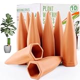 REMIAWY Plant Watering Devices - Terracotta Vacation Self Plant Waterer Spikes Wine Bottle Stakes Slow Release Devices for Indoor Outdoor Plants (10 Pack)