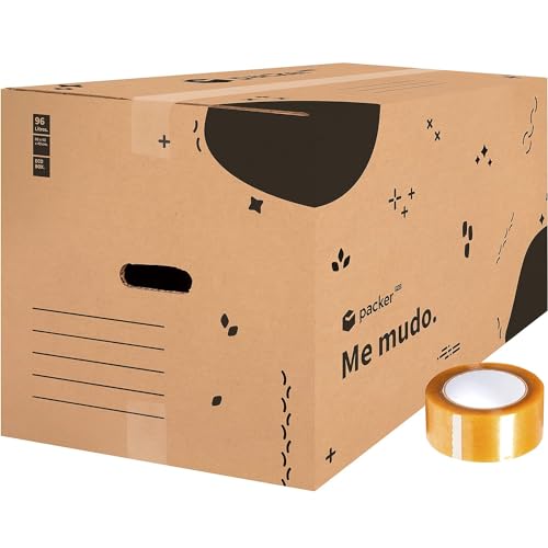 packer PRO Pack 10 Cajas Carton para Mudanzas y Almacenaje Ultra Resistentes con Asas y Cinta Adhesiva 600x400x400mm