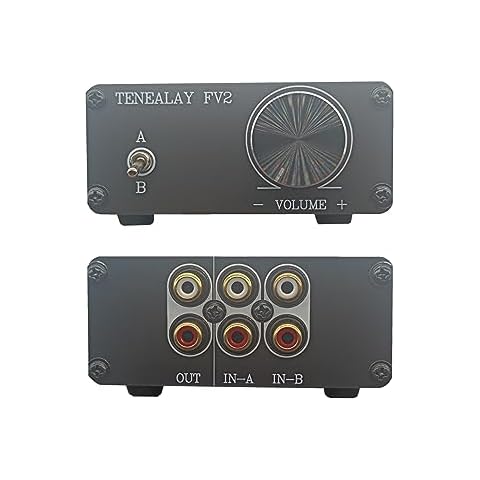TENEALAY HiFi RCA Passive Preamp Stereo Audio Preamplifier with Volume Control, A/B Audio Switch selector FV2 Cover