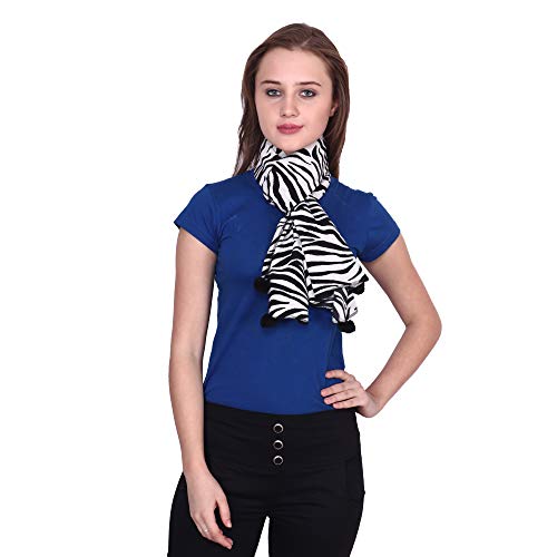 Image of POPWINGS Casual Yellow Printed Chiffon Scarf with pom-pom work