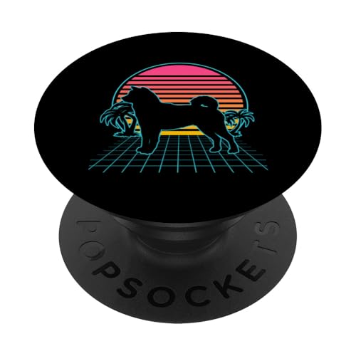 Shiba Inu Retro Vintage 80s Vaporwave Aesthetic Dog Lover PopSockets PopGrip Intercambiable