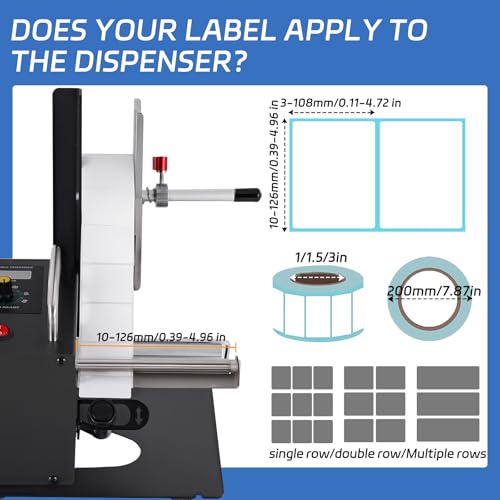 YUCHENGTECH Automatischer Etikettenspender mit Automatischer Zählung von 0-9999 und 5 Einstellbaren Geschwindigkeiten Breite 5-120mm Etikettenspender für Rollenetiketten