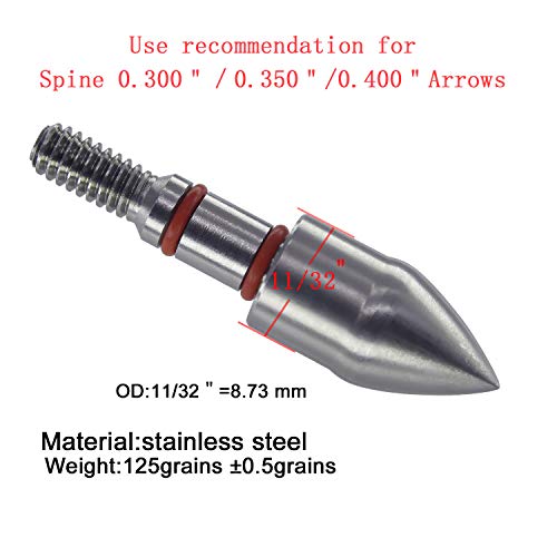 image for maifield Stainless Steel Archery Field Points, Easy Pull Various OD fo