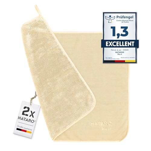 NATARO® Lot de 2 serviettes Fast Dry it Chiffon sec de qualité supérieure pour cabine de douche, voiture, maison, camping - L'original - Chiffon en microfibre extra absorbant, non pelucheux