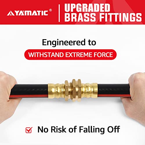 Yamatic Garden Hose 100 Ft,Ultra Durable Water Hose, 5/8 Inch Regular Hose With Solid Brass Connector For All-Weather Outdoor, Car Wash, Lawn, Black #TOP2
