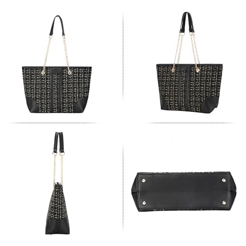 Women Tweed Single shoulder Bag Handbag and Purse Fashion Ladies Chain Quilted Crossbody Bag Evening Bag Clutch ﻿3
