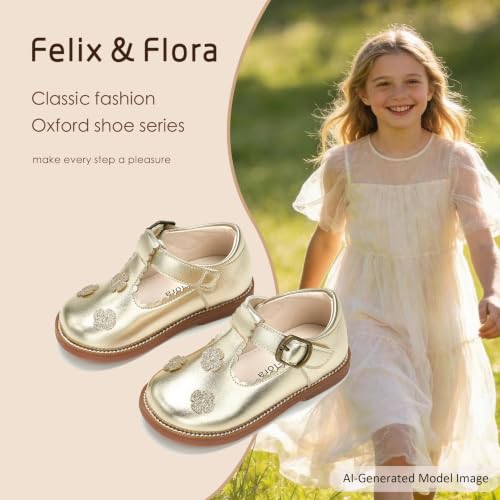 Image of Felix & Flora Toddler Girl Mary Jane Dress Shoes - School Oxford Flats for Girl Party Shoes.