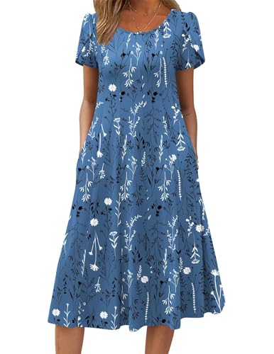 Image of ZEAGOO Womens Casual Dresses for Summer Short Sleeve Flare Midi Dress Loose Flowy Beach Sundress