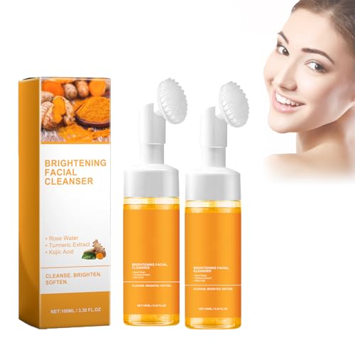 Dyceittdia 2PCS Limpiador Facial de cúrcuma, Espuma limpiadora de Cúrcuma, Limpia en Profundidad la piel del rostro, Reduce las Marcas de acné, Nutre e ilumina la piel, 2pcs*100ml, cream3