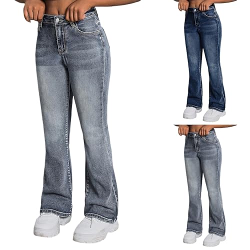 Girls Flare Jeans Teen Skinny Vintage Straight Wide Leg Bell Bottom Denim Pants Slim Fit Trendy Aesthetic Trousers