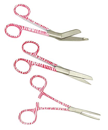 Set de tijeras de enfermería + GRABADO GRATUITO (Cebra Rosa)