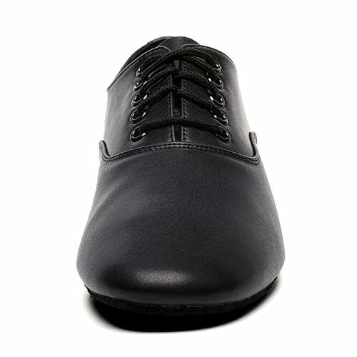 Men's Ballroom Dance Shoes Black Leather Sole Tango Salsa Latin Character Shoe2