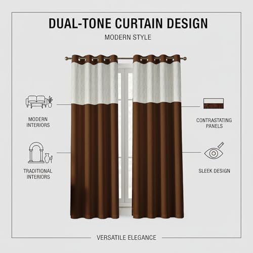 Image of IVAZA Dual-Tone Design 100% Complete Blackout Curtains - Room Darkening Curtain for Windows -, Heavy Blackout, Thermal Insulation Curtains, Black Out Curtain for Windows 5 feet Set of 2 Coffee