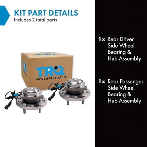 Image of TRQ Rear Driver and Passenger Side Wheel Bearing and Hub Assembly Set 2 Piece Compatible with 2017-2019 Chrysler Pacifica Van Without Adaptive Cruise Control