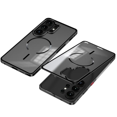 Coque compatible avec Samsung Galaxy S24 Ultra noir pare-chocs métal dos rigide transparent