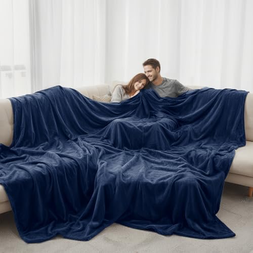 LaSyL Oversized Blanket 120x120 Inches, 10x10 Giant Huge Blanket for Bed, Sofa,Travel and Camping, Extra Large Big Soft Fits the Whole Family and Outdoor, Dark Blue
