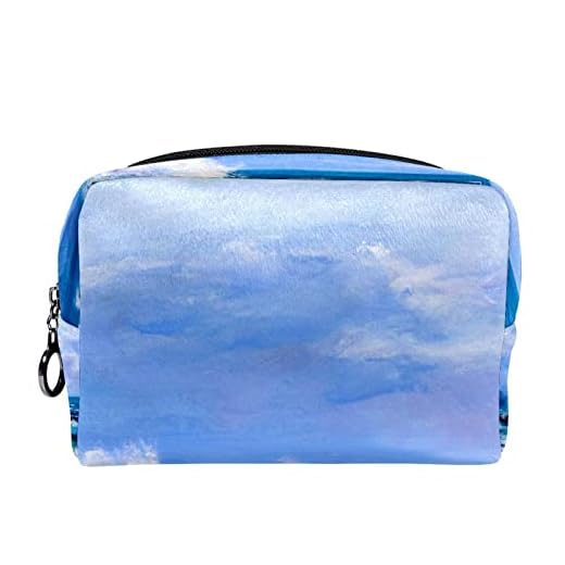 Neceser pequeño para Maquillaje, Neceser de Viaje con Cremallera,Olas de Acuarela del océano,Organizador de cosméticos para Mujer