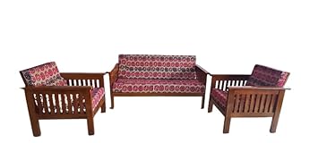 Immanuel Furniture and APHOLSTARY Works 4 Seater Sofa Set for Living Room Wood Material Teak Wood Model Number IMMANUZ014