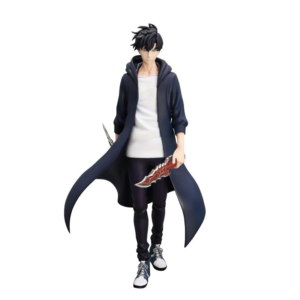 Puruuige Sung Jin Woo Figure Statue – 8.2" Dynamic Fighting-Pose Collectible with Daggers, PVC Display Model, Ideal for Desktop Décor and Gifts