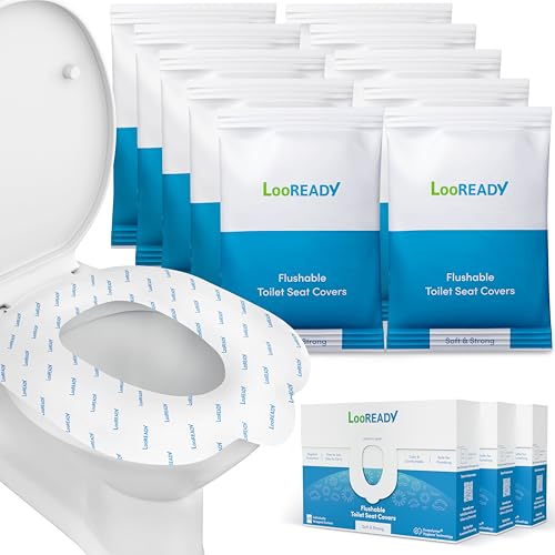 Image of Toilet Seat Covers Disposable Flushable - Regular Size (16x19 inch) - Travel Size Individually Wrapped, Soft & Strong, Pocket Size for Public Restrooms at the Office, for Commuters or Holiday (30 Pack)
