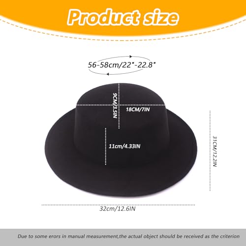 Image of Fedora Flat Hat Classic Wide Brim Cap Panama Style Jazz Hat for Wedding Party Talent Performance Xmas Gift Unisex